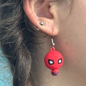 Marvel Spiderman Silver Dangle Earrings Lightweight Spider-man